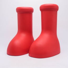 Grandes bottes rouges au genou bout rond en forme de ballon sans lacet bottes décontractées pour femmes 2023 nouveau Design solide fête piste chaussures mode