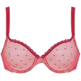 Grote Rode Sexy Bras Voor Vrouwen See Through Mesh Transparant Dot Draad Ondergoed Drop 32 34 36 38 40 42 44 Abcd DD E DDD F262T