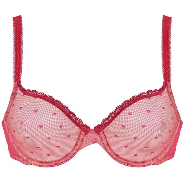 Gros soutiens-gorge Sexy rouges pour femmes voir à travers maille Transparent point fil sous-vêtements goutte 32 34 36 38 40 42 44 A B C D DD E DDD F302I