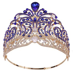 Grote steentjes Crystal Wedding Crowns Women Zirkon Queen Rhinestone Tiaras Party Headwar