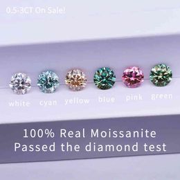 Grande Offre 05-3CT 100% vraie pierre bleu vert rose jaune Moissanite en vrac couleur D VVS diamant cultivé en laboratoire pour bague