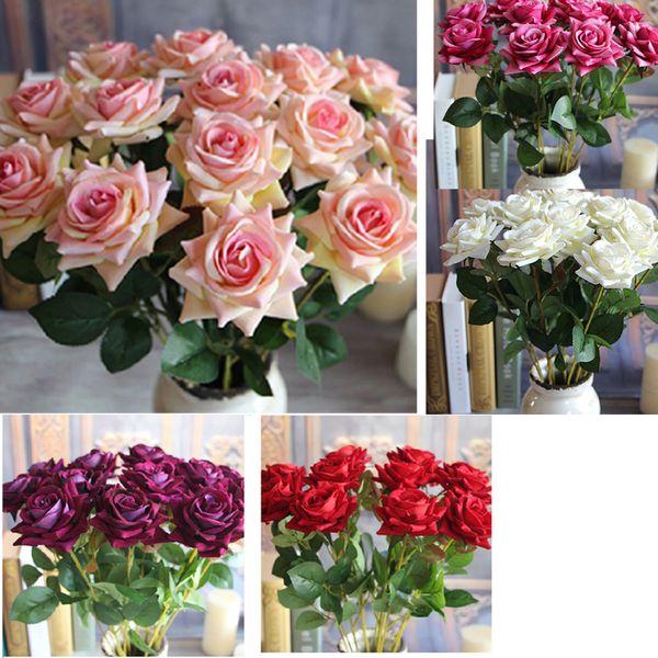 Prix Spécial Roses artificielles de printemps pour la saint-valentin, 1 pièce, Arrangement de fausses fleurs, Bouquet, décoration de salle de mariage, de maison, fleur au toucher réel