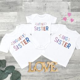 Grote zus Little Sister Matching T-shirt Kids Girls Sibling T-Shirt Baby Bodysuit Oudere zus Jongere zus T-shirts Tops