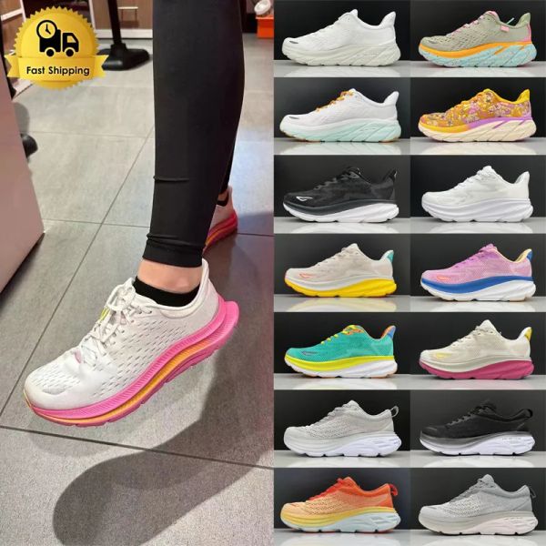 Grande taille 12,5 36-45 Chaussures de course pour femmes Bondi 8 Clifton 9 Kawana Mens Designer Chaussures Athletic Road Shock Absorbing Sneakers Trail Trainer Gym Workout Sports Chaussures