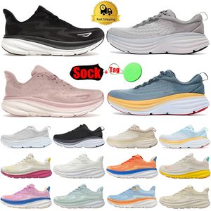 Grande taille 12,5 Chaussures de course pour femmes Clifton 9 Bondi 8 Kawana Womens Designer Chaussures Athletic Road Shock Absorbing Sneakers Trail Trainer Gym Workout Sports Chaussures 36-47