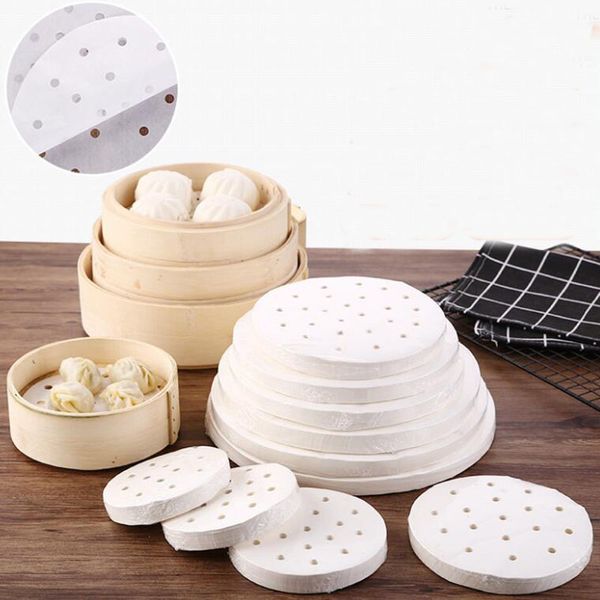 Grande taille 12 pouces bambou vapeur pratique cuisson papier Dim Sum papier antiadhésif Restaurant cuisine sous vapeur tapis 4000 pièces