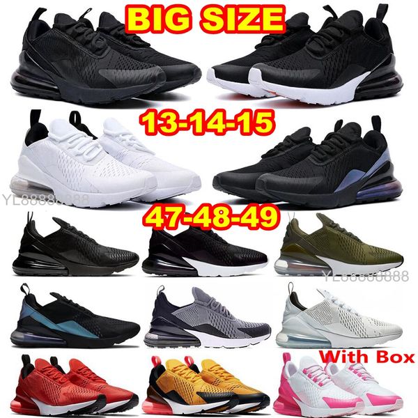 Tamaño grande 13 14 15 Zapatillas para correr 270s para hombre para mujer más grande 47 48 49 Platino puro Blanco puro Negro Phontam Zapatillas de deporte púrpuras Invicto Amys Verde Gris oscuro Entrenadores deportivos