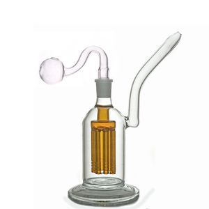 Tamaño grande 14 mm Tubo de agua Bong de vidrio femenino Brazos en línea Árbol Percolador de panal Dab Rig Bong Colector de cenizas Cachimbas Tubo de agua burbujeador con tubo de quemador de aceite de vidrio macho