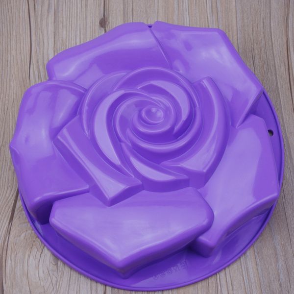 Grande taille 29 * 5.8cm Rose Fleur Forme Silicone Gâteau Moule Silicone Gâteau Pan Ustensiles De Cuisine DIY Moule 210225