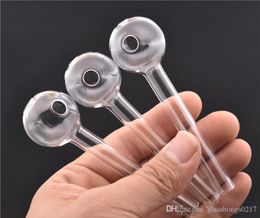 Tamaño grande 30 mm bola Handcraft Pyrex Glass Oil Burner Pipe Mini fumar Pipas de mano 4 pulgadas de espesor Glass Oil Pipe para agua bong