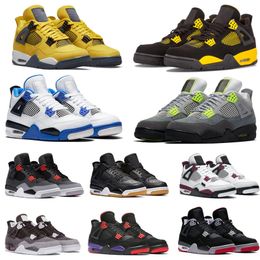 Grande Taille 36-47 Hommes Chaussures De Basketball 4 4s Militaire Noir Feu Rouge Thunder Shimmer Chat Noir Oreo Femmes Designer Sports