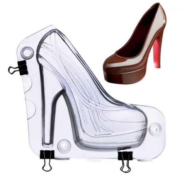 Grande taille 3D moule à chocolat chaussures à talons hauts bonbons gâteau décoration moules outils de gâteau bricolage maison cuisson pâtisserie outils dame chaussure Mold1344w