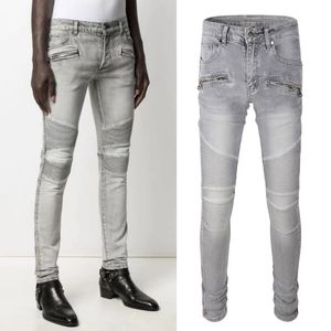 Jean Grande Taille 40 En Denim Stretch Gris Coupe Slim Biker