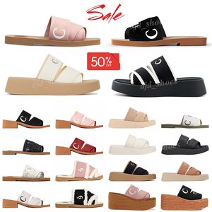 Zomer Luxe Sandalen Designer Dames Slippers Woody Platform Muilezels Slides Mila Cloud Zachte Schoenen Geborduurd Linnen Hoge Hak Sandale Espadrille Wedge Sliders