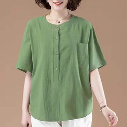 Big Size 5XL Oversized Effen T-shirt Zomer Vrouwen Korte Mouw Tees Koreaanse Kleding Pocket Basic Mode Casual Trui Top 240124