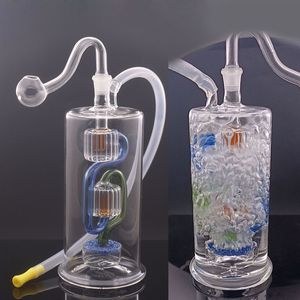 Groot formaat 6,5 inch glazen olie -brander Bongwaterpijpen inline matrix PERC met 10 mm mannelijke dikke pyrex glazen oliebrander pijp siliconen buis dab rig waterpijp