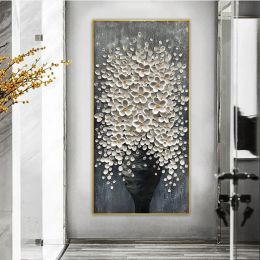 Pintura de lienzo de flores abstracta de gran tamaño Imagen de arte de pared de envío gratis para la sala de estar decoración del hogar una pieza