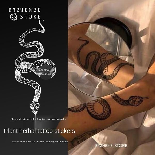 Grande taille serpent noir tatouages temporaires autocollants de tatouage foncé pour les femmes et les hommes corps taille étanche Tatto bras maquillage