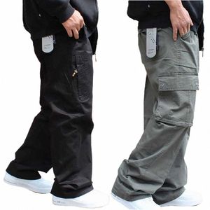 Pantalon Cargo grande taille pour hommes, style Harem Hip Hop, décontracté, ample, Baggy, jambes larges, grandes poches, Streetwear, vêtements masculins, P67J #