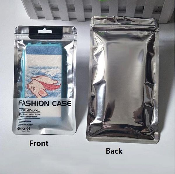 Sac d'emballage de détail à fermeture éclair en plastique argenté transparent de grande taille pour Iphone XS 8 4.7/5.5 étui de téléphone portable Samsung S8 S9