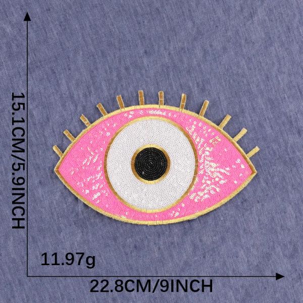 Patches de broderie pour les yeux à grande taille pour paillettes appliques diy vêtements hippies sac à dos couture d'autocollants en fer à point punk emblème