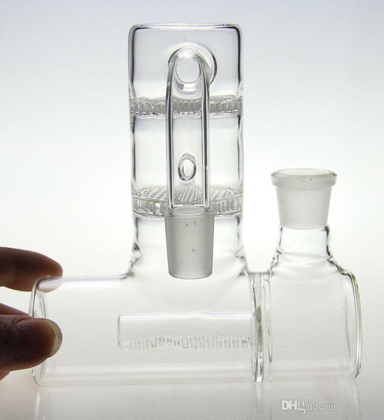 Colector de cenizas de vidrio de gran tamaño Lacunaris Inline dos panales Ashcatcher 14 mm o 18 mm para bongs de vidrio Tubos Recuperar AshCatchers