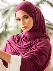 Big Size Jersey Hijaabs voor vrouwen tulband Gemerceriseerd katoen Hijab Sjaal Tulbanden voor vrouwen Hoofddoek Sjaals Ramadan Foulard 240314