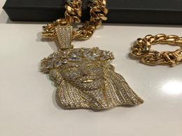 Big Size Jesus Ketting Hanger Met 4mm Tennisketting Touwketting Goud Kleur Iced Out Kubieke Zirkoon Men039s Hip Hop Sieraden Gift7683673