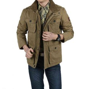 Grande taille L-8XL automne hiver veste hommes col montant épais coton manteau mâle militaire veste beaucoup de poches décontracté lâche hommes veste Y1109