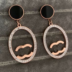 Grote maten luxe dames designer oorbellen Rose Gold roestvrijstalen stekring ring hanger topkwaliteit verloving oorranggroothandel