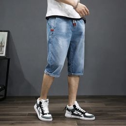 Shorts de denim pour hommes à grande taille longue bermuda plus jeans mâles d'été 34 pantalon 10xl 6xl 7xl bleu 240410