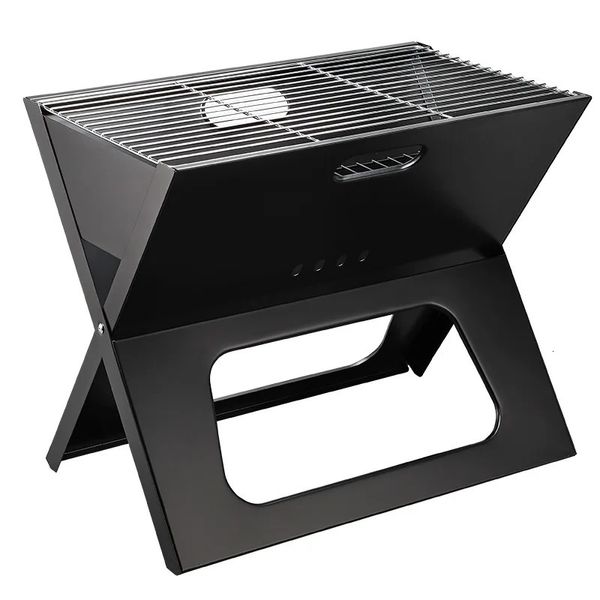 Grande taille Portable épaissi Xtype pliant charbon de bois Barbecue Grill Camping en plein air pique-nique avec tapis en acier inoxydable Barbecue 240223