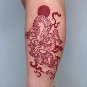 Pegatinas de tatuaje temporal de dragón rojo de gran tamaño para hombres y mujeres, arte corporal para brazo, tatuajes falsos impermeables, calcomanías de Flash de estragón, tatuajes