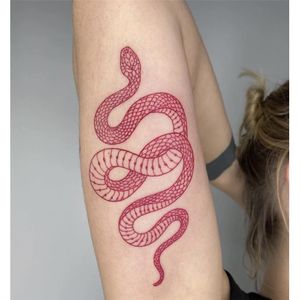 Autocollants de tatouage temporaires imperméables de serpent rouge de grande taille pour les femmes hommes autocollants de taille d'art corporel faux Tatto