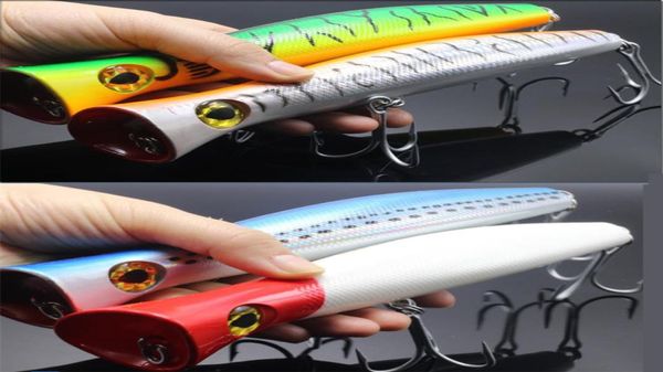 Hameçons de leurre de pêche en eau salée de grande taille 115g 20 cm ABS plastique corps géant Popper crayon swimbaits pêche à la traîne Laser bait3080295