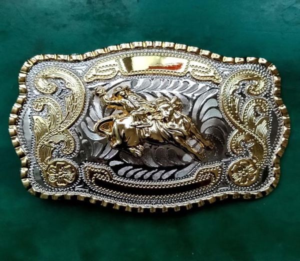 Bordeau de rodéo en or argent en argent Cowboy Boucle de ceinture en métal pour hommes039 jeans ceinture Head3336771