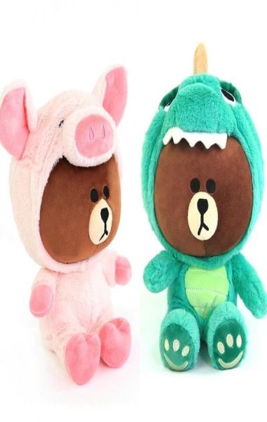 Tamaño grande Teddy Brown oso muñeco de peluche cosplay dinosaurio jirafa perro tigre juguetes de peluche almohada suave para regalos de novia LJ2011269923586