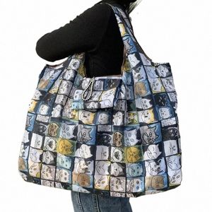 grande taille épais nyl grand fourre-tout éco réutilisable polyester épaule portable sacs de main pour femmes pliant sache de boutique pliant pliable c8eo # #