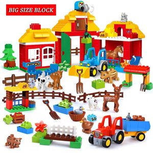 Big Size Toys Big Size Building Blocks Farm Animal Set Monteer Bricks Speelgoed voor kinderen Gift Compatibel met kinderen Toys Q0624