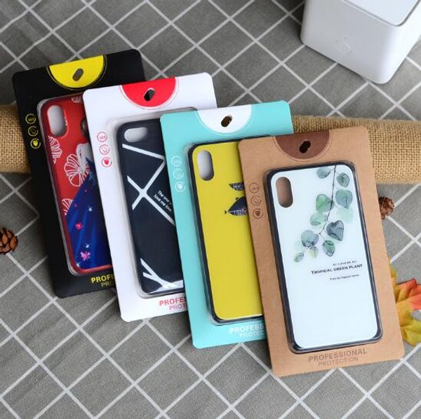 Grande taille Universal Mobile Phone Case Package Green Paper Retail Packaging Box Pouch pour iPhone XS 8 7 plus cas Note 5 couverture