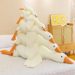 Jouet en peluche d'oie blanche de grande taille, énorme canard Kawaii, oreiller de sommeil, coussin en peluche doux, poupée, cadeau d'anniversaire pour fille, 240223