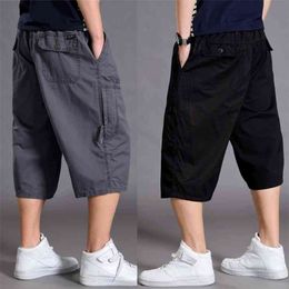 Grote Maten Mannen Casual Shorts Sport Summer Streetwear Cargo Dunne Losse Lange Werk met Pockets Roupas Mens Kleding XX60MS 210716