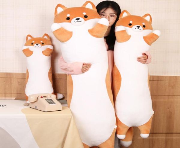 Grand animal doux Shiba Inu en peluche poupée oreiller doux chien jouets en peluche oreiller long pour garçons filles cadeau d'anniversaire 51 pouces 130 cm DY100301595729