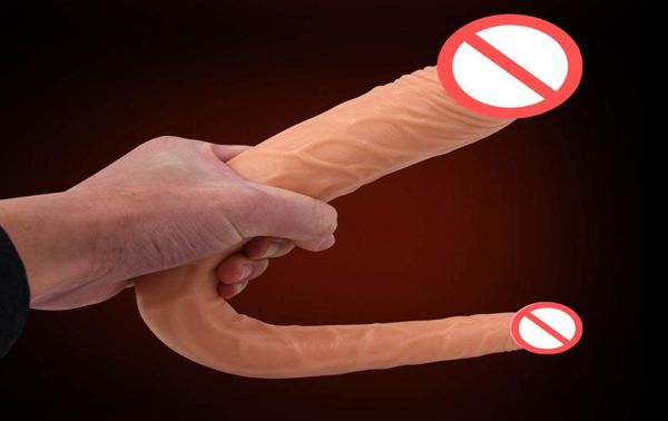 Big Soft à la fois glans Dildo Pinis artificiel réaliste double bite vagin anal fig g spot stimulater la masturbation féminine jouet sexuel pour L3020708