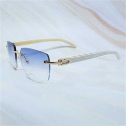 Big Square Brand Designer Men Carter Femmes Rimless Buffalo Horn Lunettes Vintage Sungass Mens Eyewearkajia Nouveau