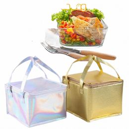 Grote Vierkante Ijs Opbergdoos Gekoelde Zip Outdoor Dozen Aluminiumfolie Thermische/Koeltas Geïsoleerde Voedsel Lunch Picknick tas M7o2 #