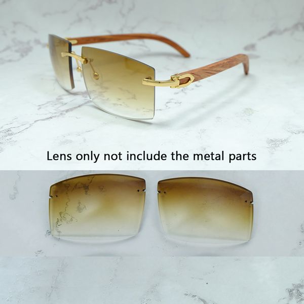 Lentes cuadradas grandes para gafas de sol de madera Carter 012, lentes para gafas de cuerno de búfalo 012, lentes de repuesto solo para gafas de sol de metal