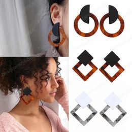 Grande déclaration carrée boucles d'oreilles en acétate bohème géométrique suspendus goutte boucles d'oreilles femme polygonale acrylique résine Brinco