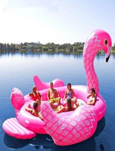 Big zwembad past zes personen 530 cm Giant Peacock Flamingo Unicorn opblaasbaar Boat Pool Float Air Matras Zwemringfeest2677915