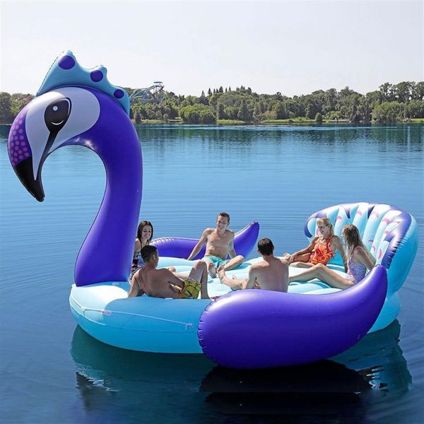 Grande piscine pour six personnes 530 cm paon géant flamant rose licorne bateau gonflable piscine flotteur matelas pneumatique anneau de natation jouets de fête boia 302o